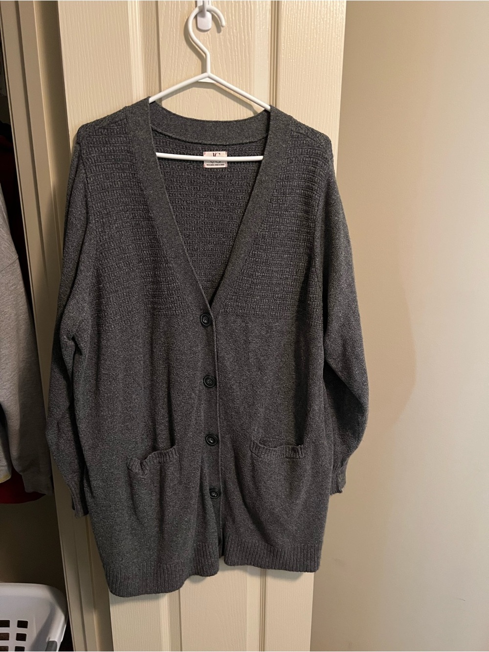 Classic Gray Button-Front Cardigan Sweater